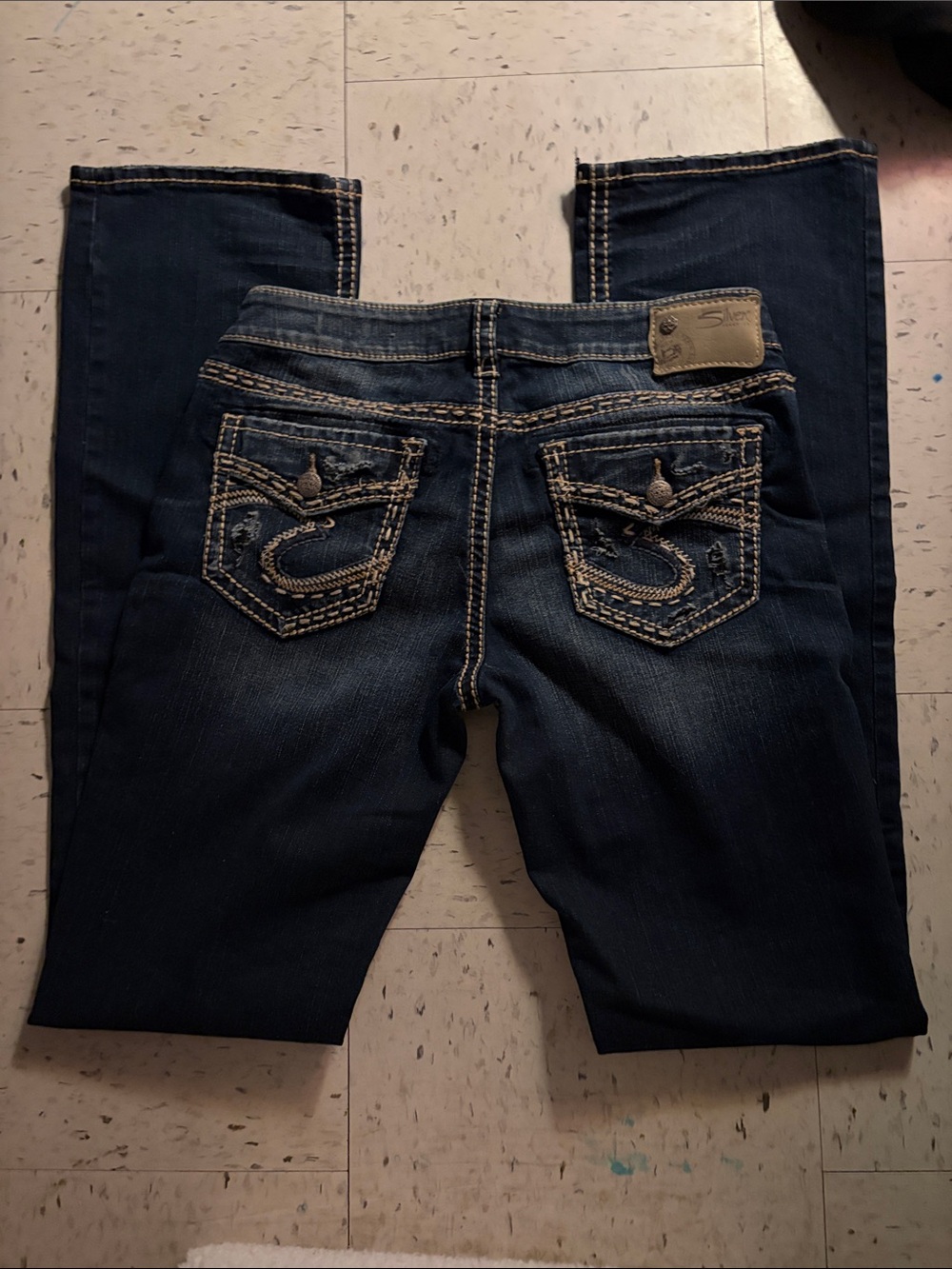Dark Wash Women's Bootcut Jeans with Embroidered Back Pockets
